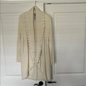 Cream Knit Cardigan with Long Sleeves